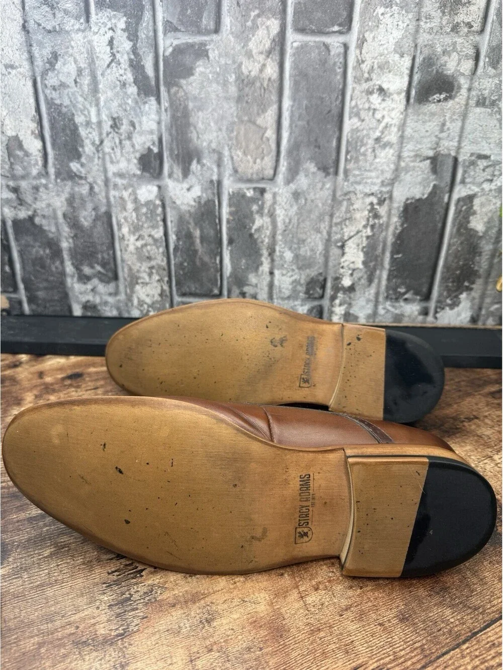 Stacy Adams Men's Brown Leather Lace-Up Oxford Dress Shoes Comfort US 10 M